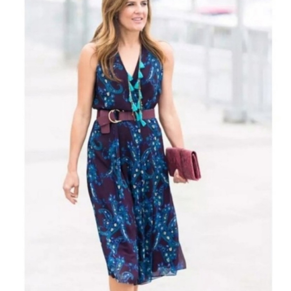 Cabi Treasure Dress Purple Paisley midi 3461